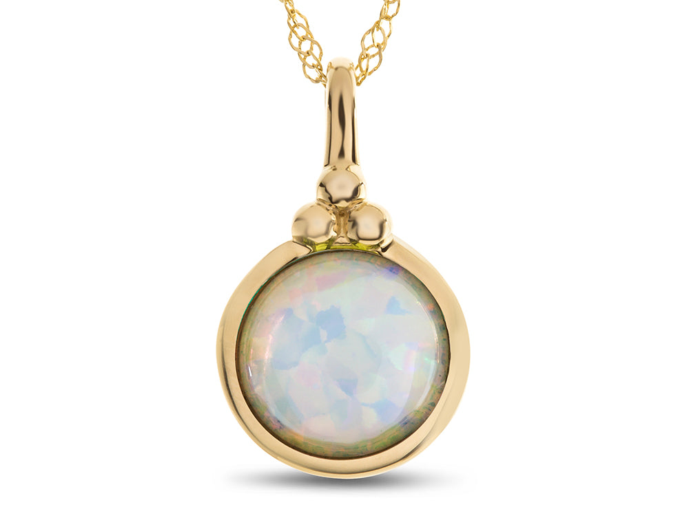 FJC Finejewelers 8mm Round Bezel Set Created Opal Pendant Necklace - Chain Included
