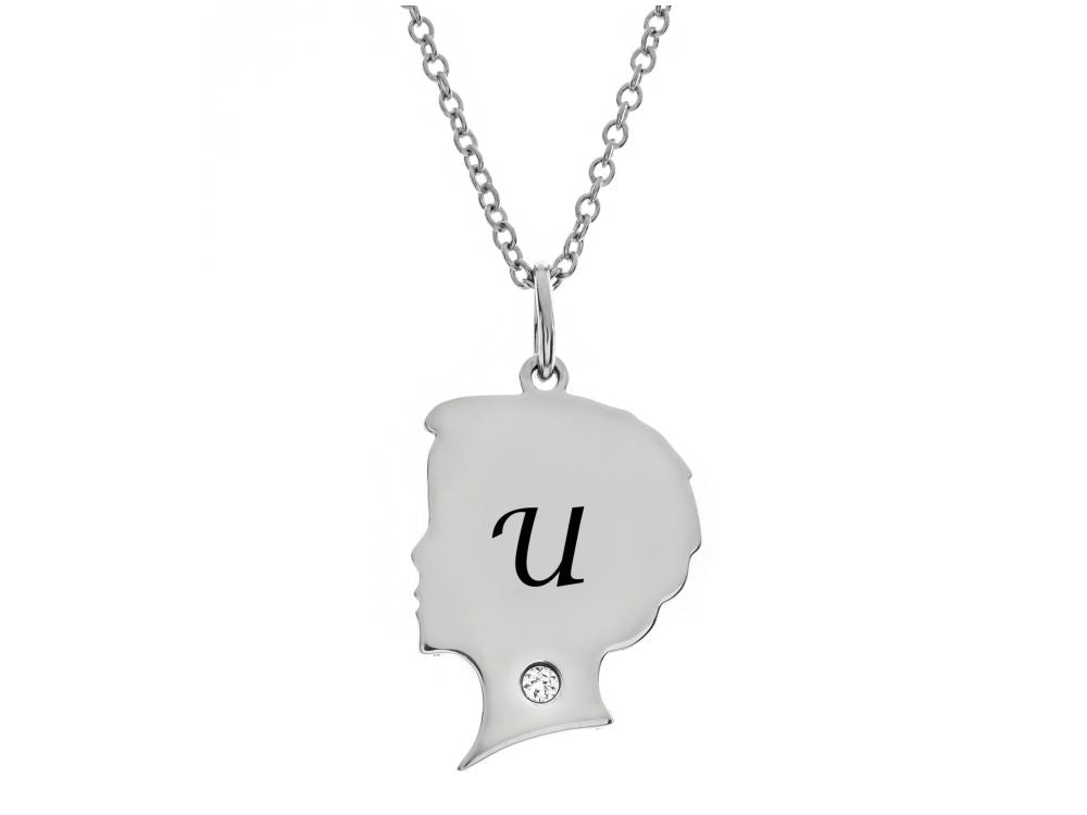 FJC Finejewelers Themed Boy Personalized Initial U Alphabet Pendant Necklace with CZ  18 Inch Adjustable Chain