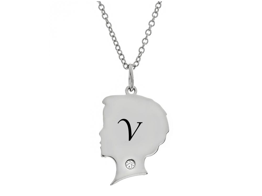 FJC Finejewelers Themed Boy Personalized Initial V Alphabet Pendant Necklace with CZ  18 Inch Adjustable Chain