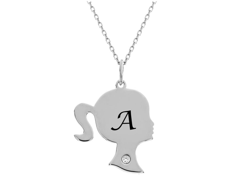 FJC Finejewelers Girl Personalized Initial A Alphabet Pendant Necklace with CZ  18 Inch Adjustable Chain