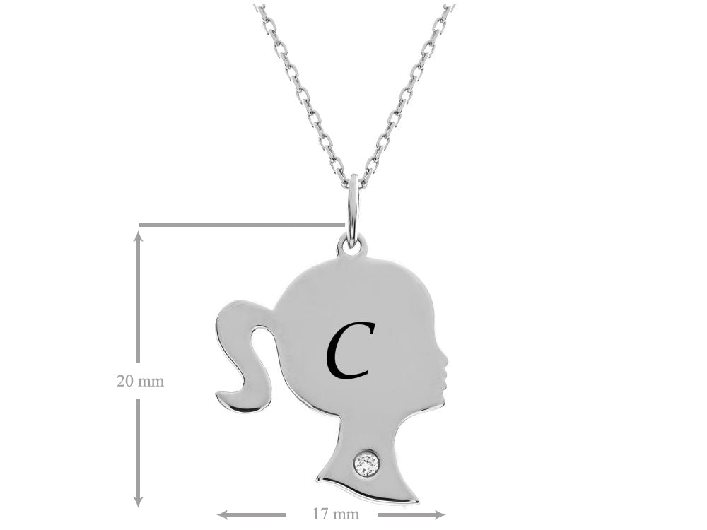 FJC Finejewelers Girl Personalized Initial C Alphabet Pendant Necklace with CZ  18 Inch Adjustable Chain