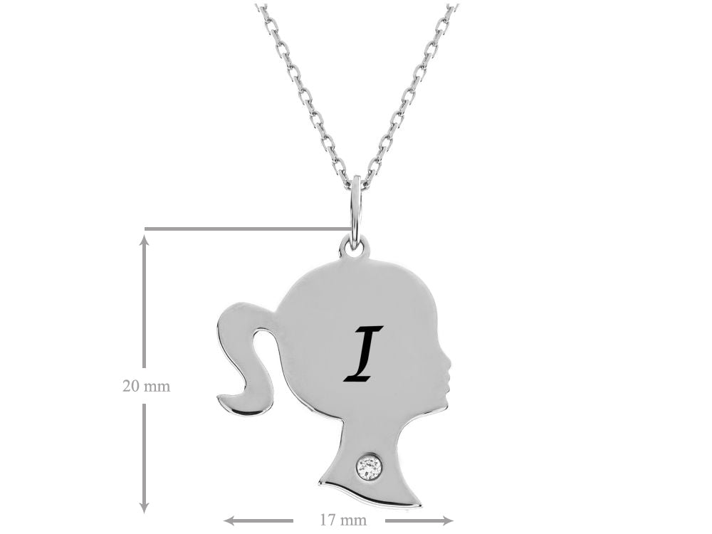 FJC Finejewelers Girl Personalized Initial I Alphabet Pendant Necklace with CZ  18 Inch Adjustable Chain