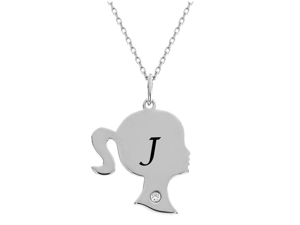 FJC Finejewelers Girl Personalized Initial J Alphabet Pendant Necklace with CZ  18 Inch Adjustable Chain