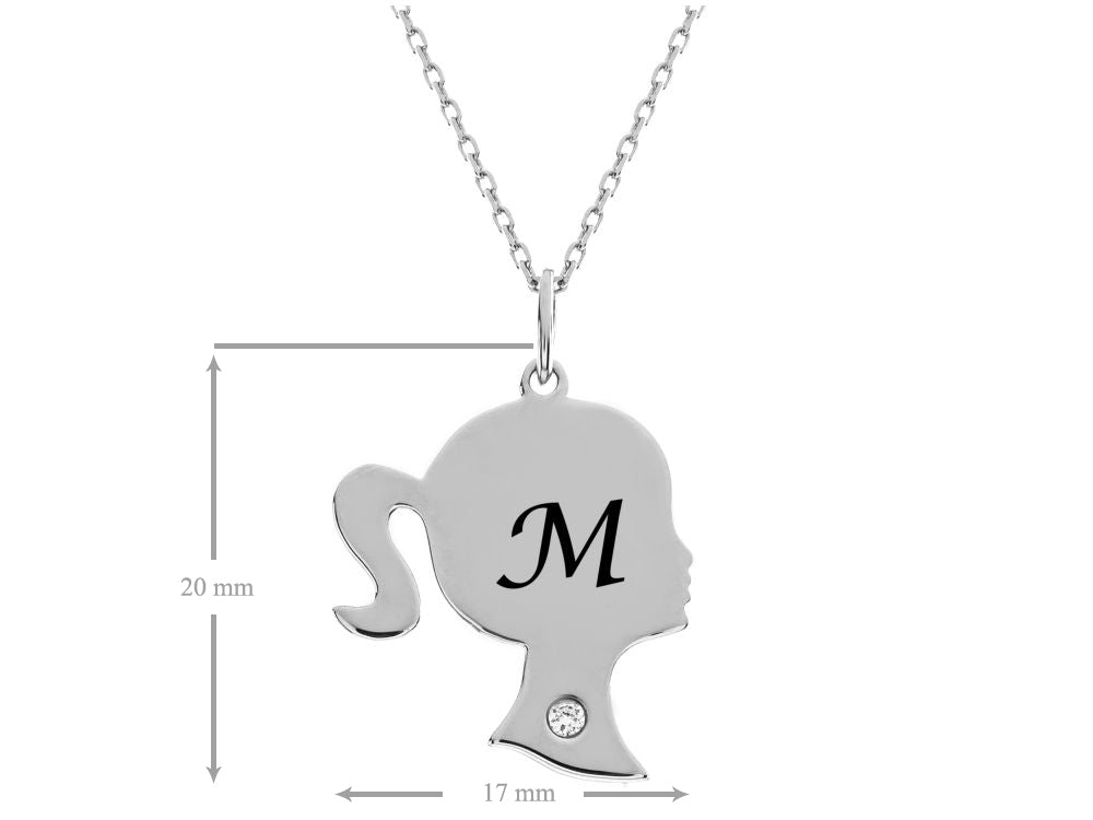FJC Finejewelers Girl Personalized Initial M Alphabet Pendant Necklace with CZ  18 Inch Adjustable Chain