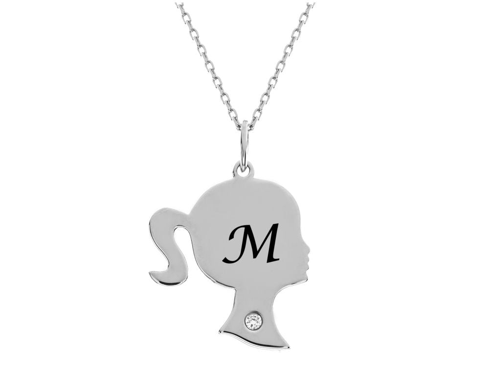 FJC Finejewelers Girl Personalized Initial M Alphabet Pendant Necklace with CZ  18 Inch Adjustable Chain