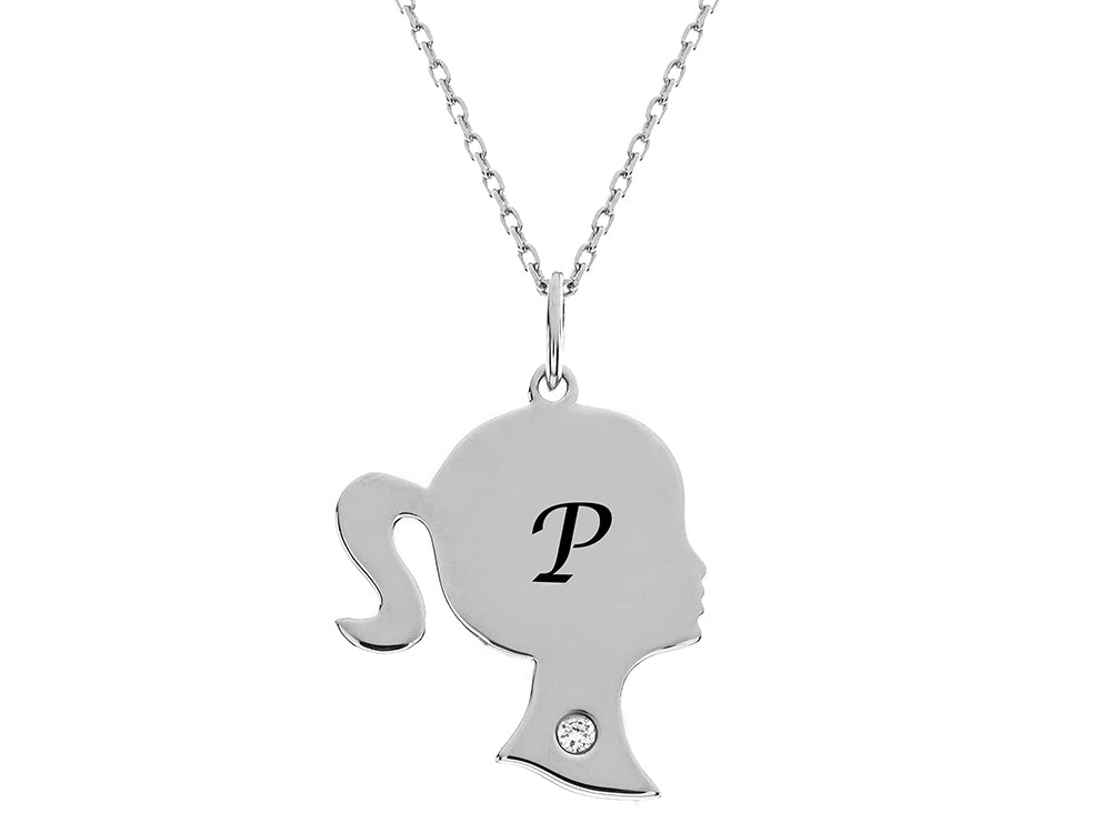 FJC Finejewelers Girl Personalized Initial P Alphabet Pendant Necklace with CZ  18 Inch Adjustable Chain