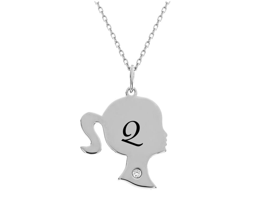 FJC Finejewelers Girl Personalized Initial Q Alphabet Pendant Necklace with CZ  18 Inch Adjustable Chain