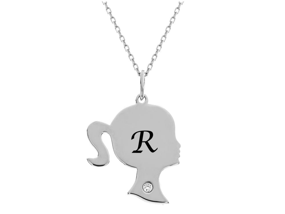 FJC Finejewelers Girl Personalized Initial R Alphabet Pendant Necklace with CZ  18 Inch Adjustable Chain