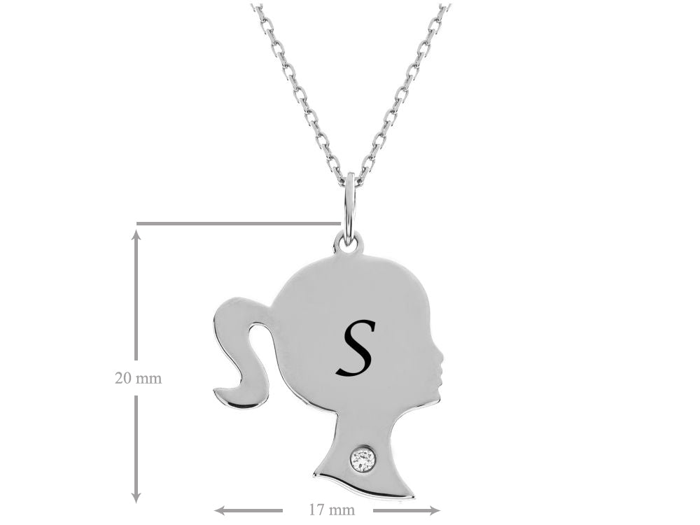 FJC Finejewelers Girl Personalized Initial S Alphabet Pendant Necklace with CZ  18 Inch Adjustable Chain