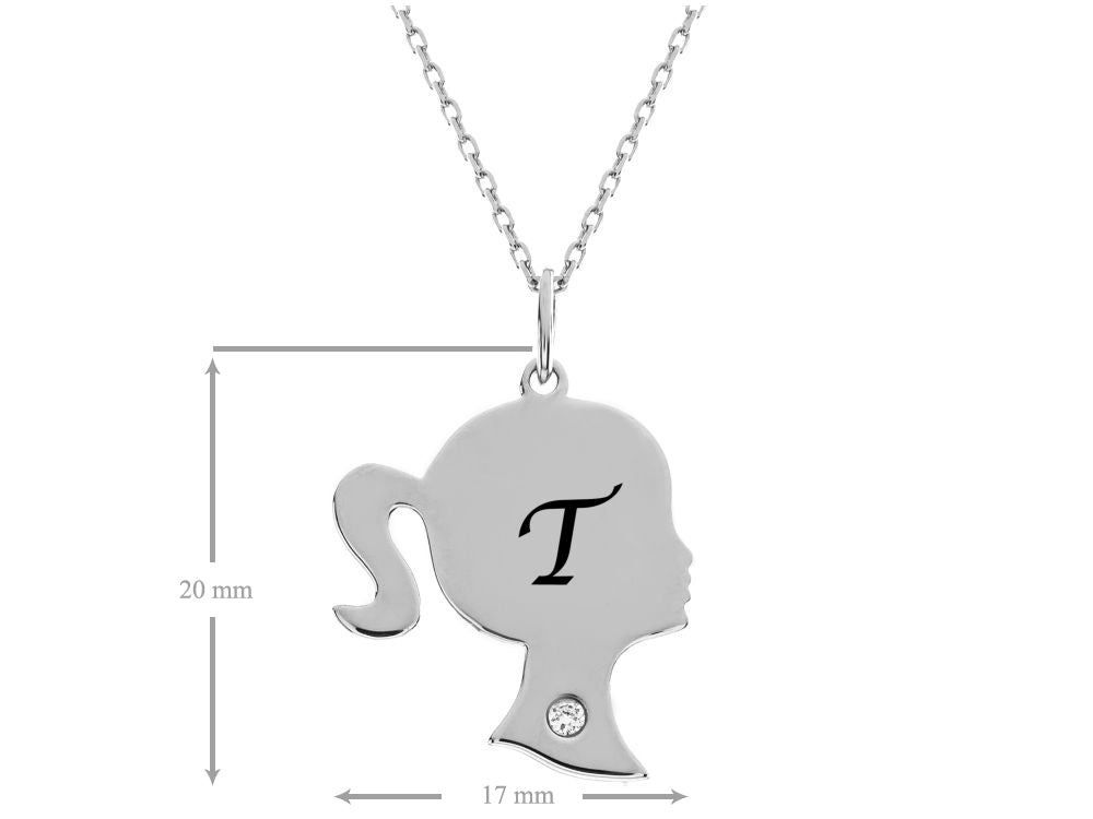 FJC Finejewelers Girl Personalized Initial T Alphabet Pendant Necklace with CZ  18 Inch Adjustable Chain