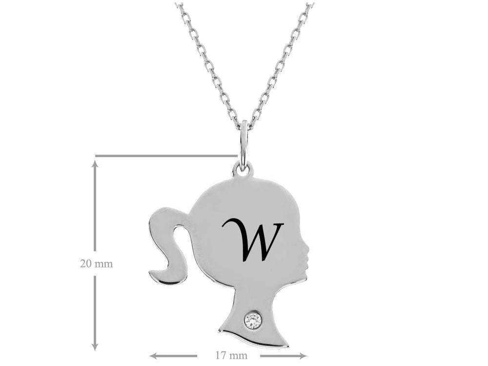 FJC Finejewelers Girl Personalized Initial W Alphabet Pendant Necklace with CZ  18 Inch Adjustable Chain