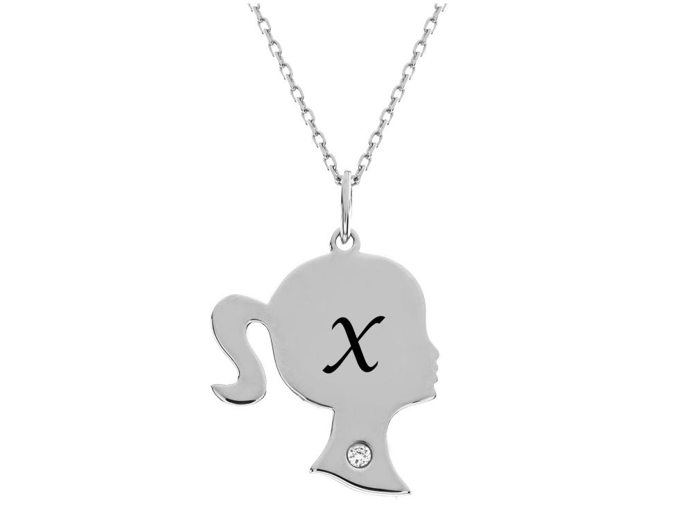FJC Finejewelers Girl Personalized Initial X Alphabet Pendant Necklace with CZ  18 Inch Adjustable Chain