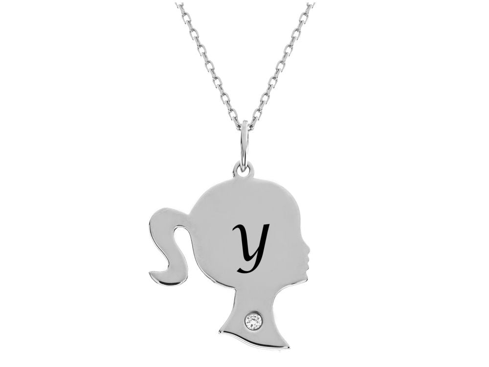 FJC Finejewelers Girl Personalized Initial Y Alphabet Pendant Necklace with CZ  18 Inch Adjustable Chain