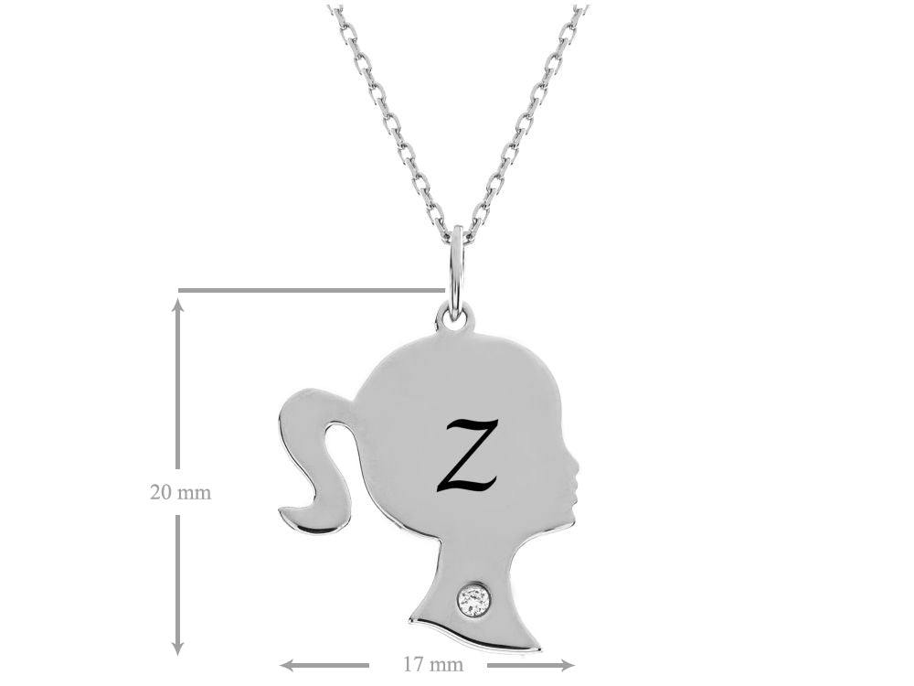 FJC Finejewelers Girl Personalized Initial Z Alphabet Pendant Necklace with CZ  18 Inch Adjustable Chain