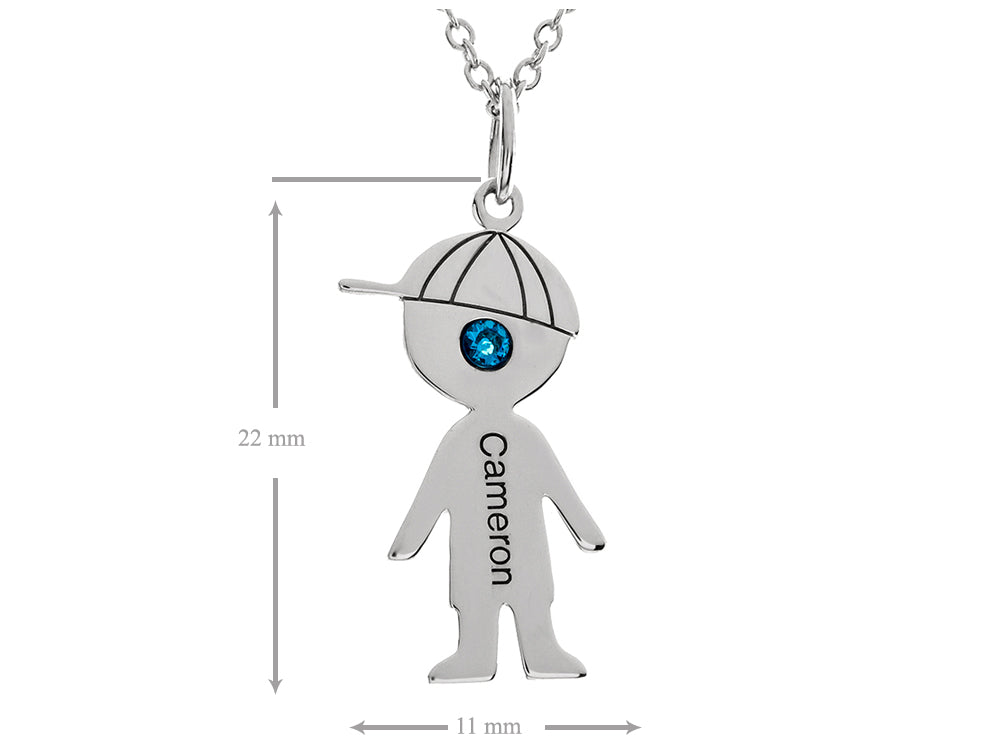 FJC Finejewelers Boy Personalized Name Pendant Necklace with Simulated Birthstone 18 Inch Chain