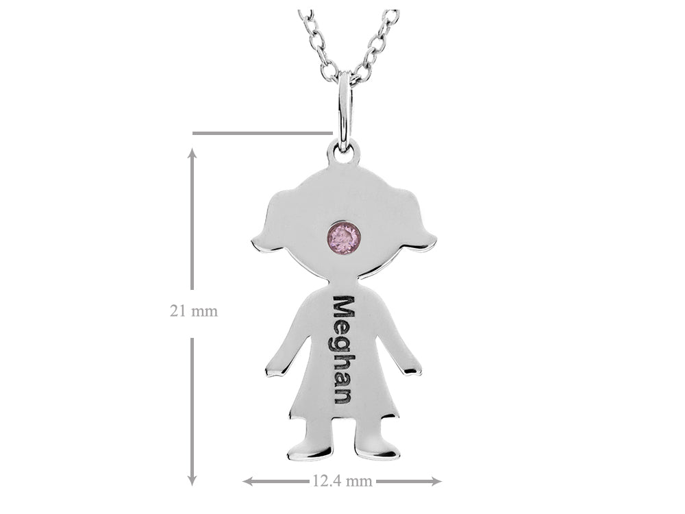 FJC Finejewelers Girl Personalized Name Pendant Necklace with Simulated Birthstone 18 Inch Chain