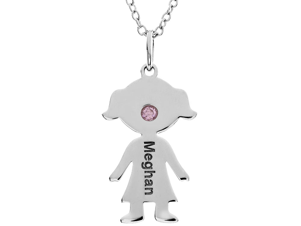 FJC Finejewelers Girl Personalized Name Pendant Necklace with Simulated Birthstone 18 Inch Chain