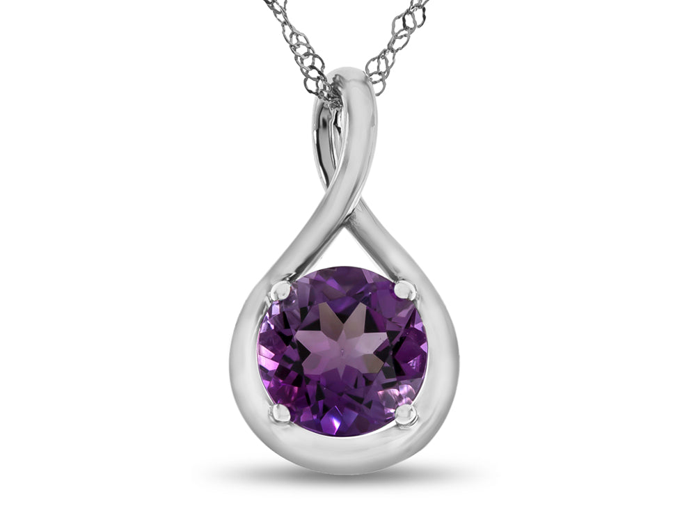 FJC Finejewelers 7mm Round Amethyst Twist Pendant Necklace - Chain Included