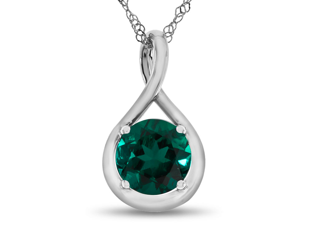 FJC Finejewelers 7mm Round Created Emerald Twist Pendant Necklace - Chain Included