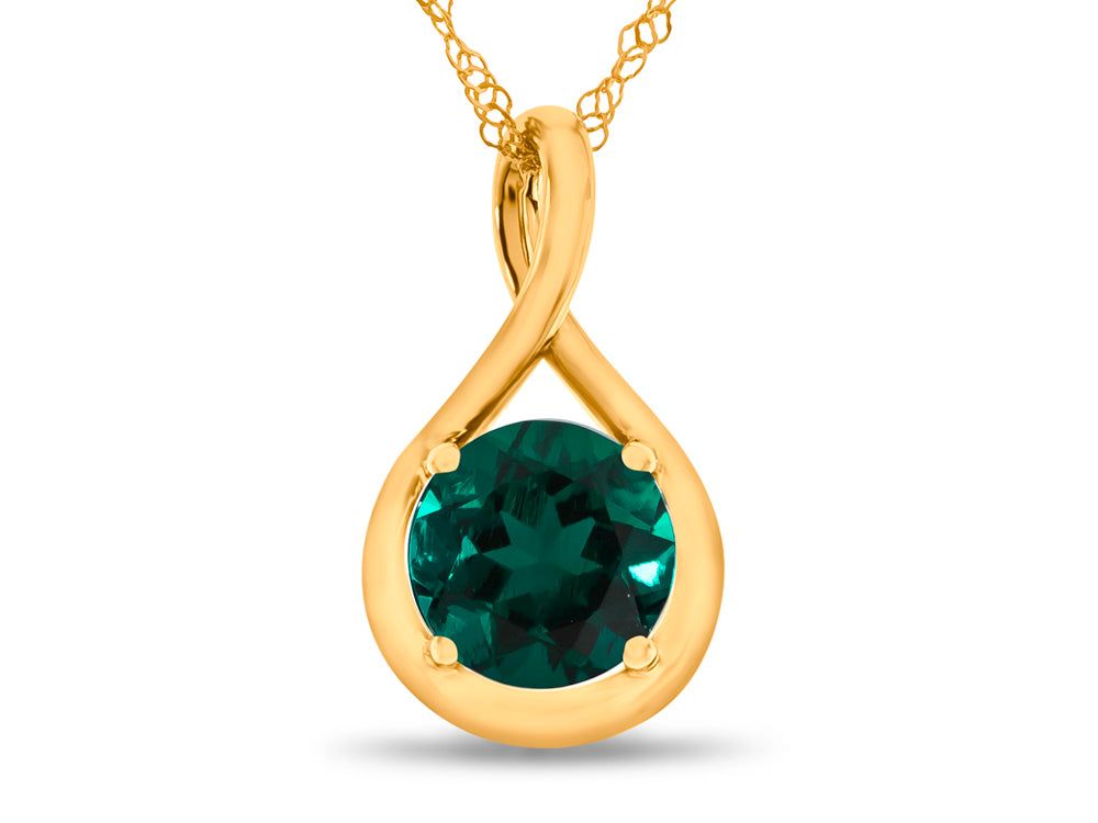 FJC Finejewelers 7mm Round Created Emerald Twist Pendant Necklace - Chain Included