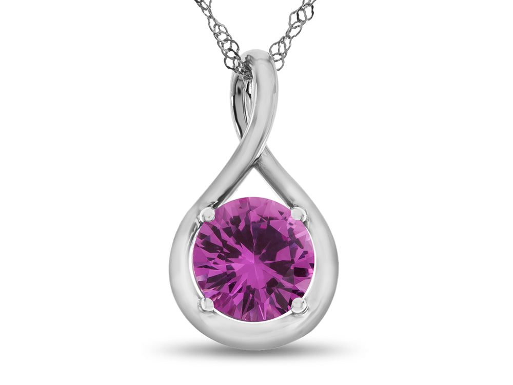 FJC Finejewelers 7mm Round Created Pink Sapphire Twist Pendant Necklace - Chain Included