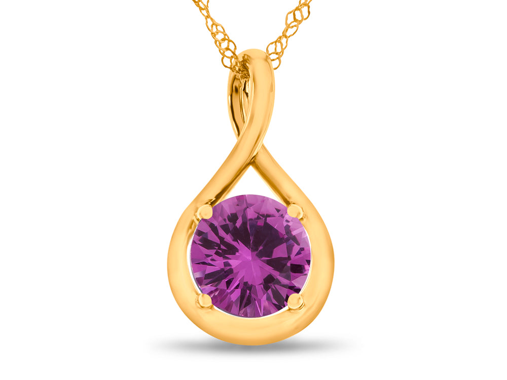 FJC Finejewelers 7mm Round Created Pink Sapphire Twist Pendant Necklace - Chain Included