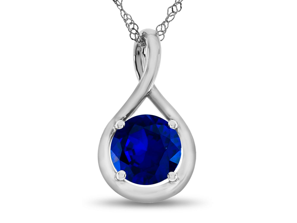 FJC Finejewelers 7mm Round Created Sapphire Twist Pendant Necklace - Chain Included