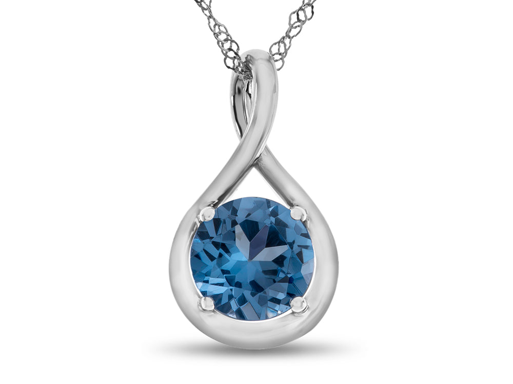 FJC Finejewelers 7mm Round Simulated Aquamarine Twist Pendant Necklace - Chain Included
