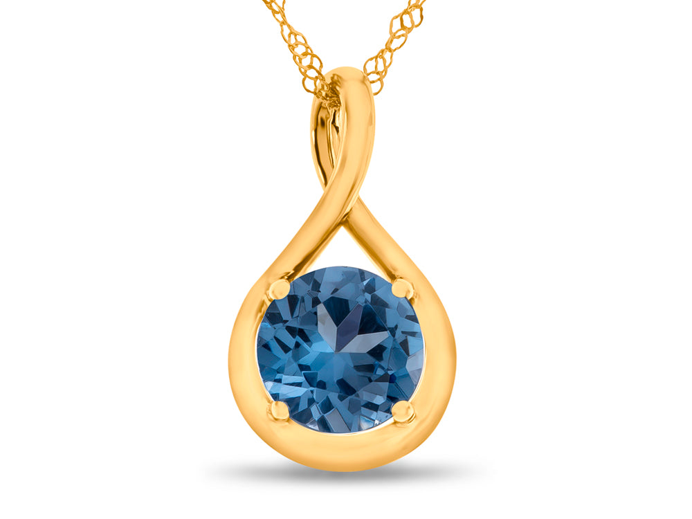 FJC Finejewelers 7mm Round Simulated Aquamarine Twist Pendant Necklace - Chain Included
