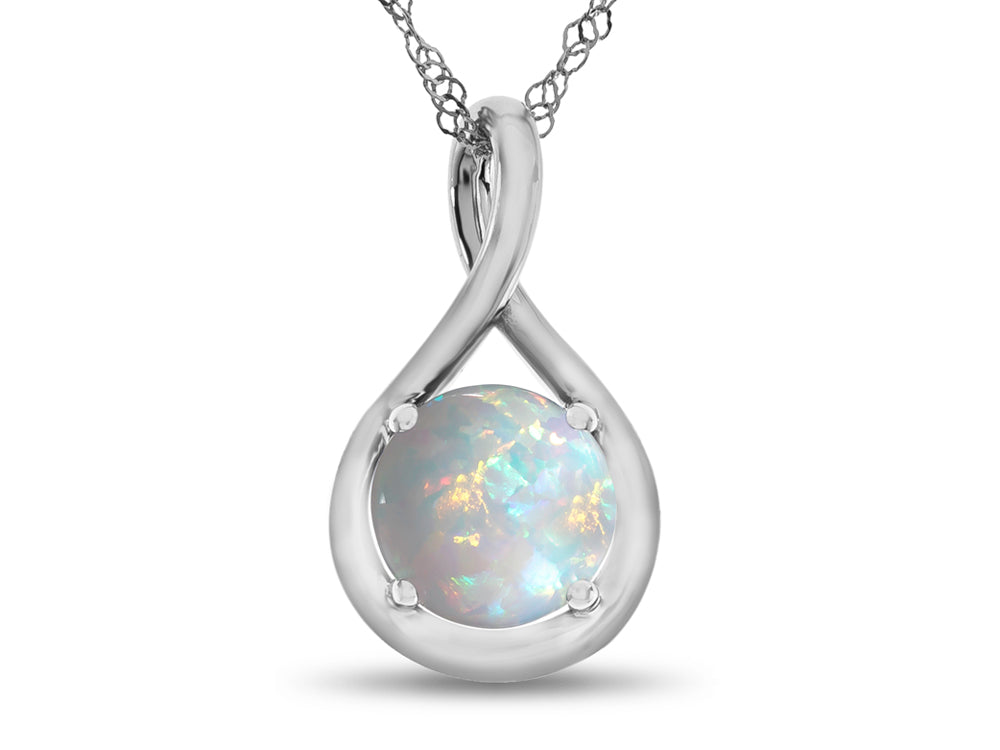 FJC Finejewelers 7mm Round Simulated Opal Twist Pendant Necklace - Chain Included