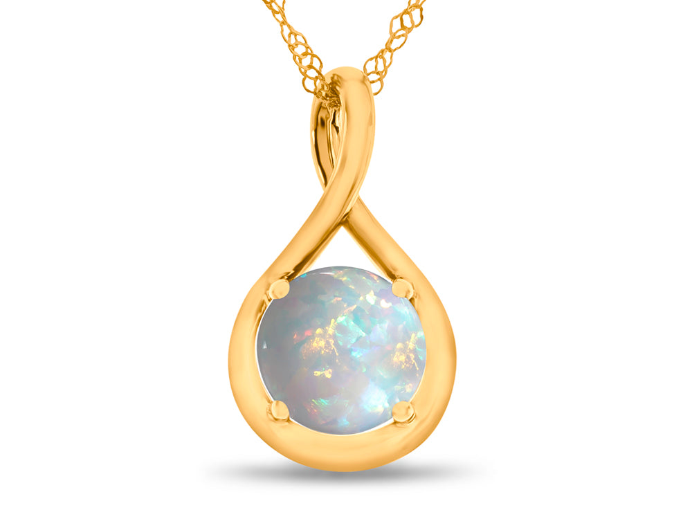 FJC Finejewelers 7mm Round Simulated Opal Twist Pendant Necklace - Chain Included