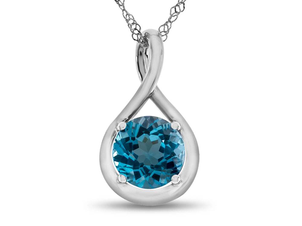 FJC Finejewelers 7mm Round Swiss Blue Topaz Twist Pendant Necklace - Chain Included