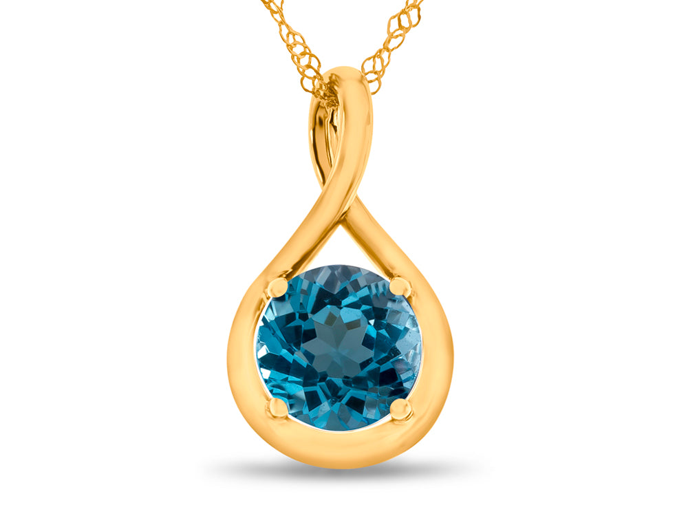 FJC Finejewelers 7mm Round Swiss Blue Topaz Twist Pendant Necklace - Chain Included