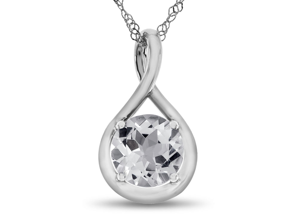 FJC Finejewelers 7mm Round White Topaz Twist Pendant Necklace - Chain Included