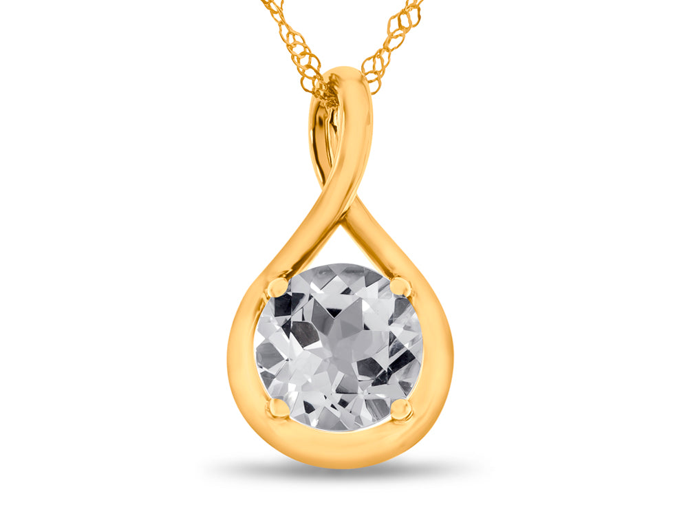 FJC Finejewelers 7mm Round White Topaz Twist Pendant Necklace - Chain Included