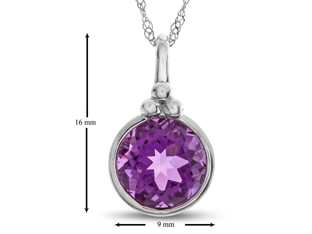 FJC Finejewelers 8mm Round Bezel Set Amethyst Pendant Necklace - Chain Included