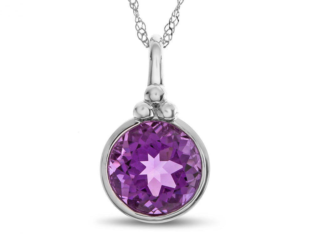 FJC Finejewelers 8mm Round Bezel Set Amethyst Pendant Necklace - Chain Included