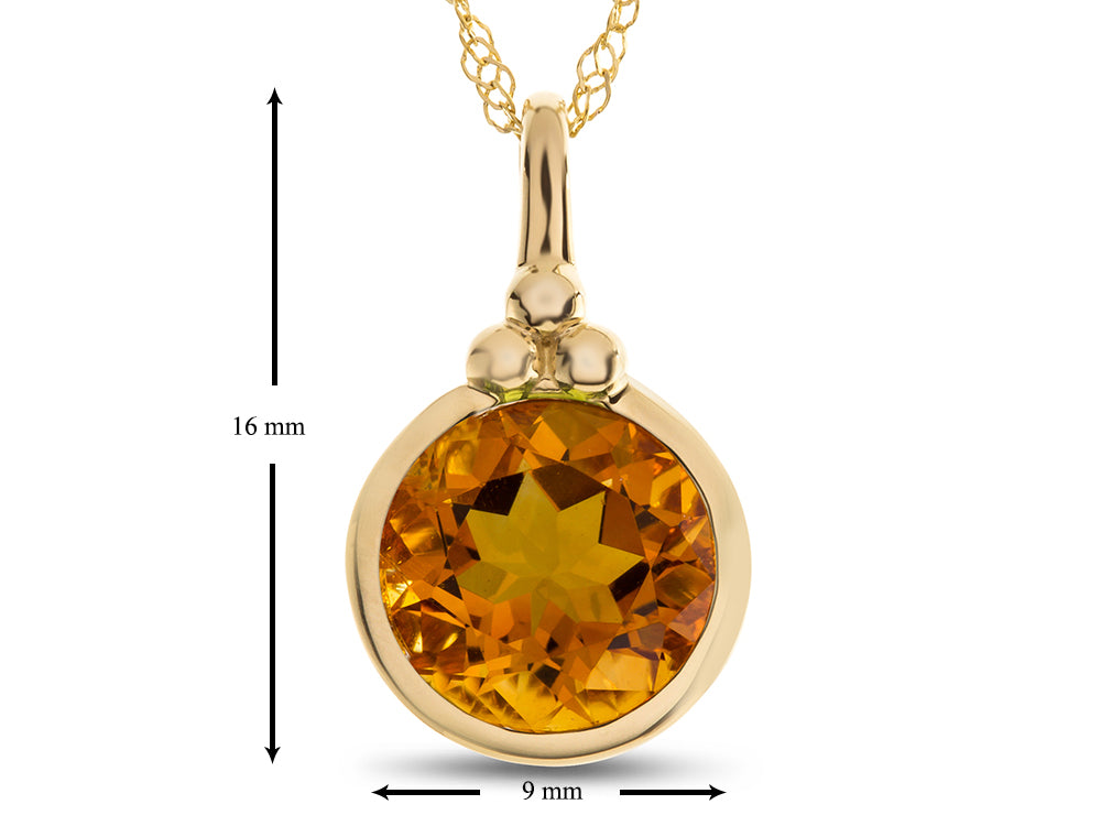 FJC Finejewelers 8mm Round Bezel Set Citrine Pendant Necklace - Chain Included