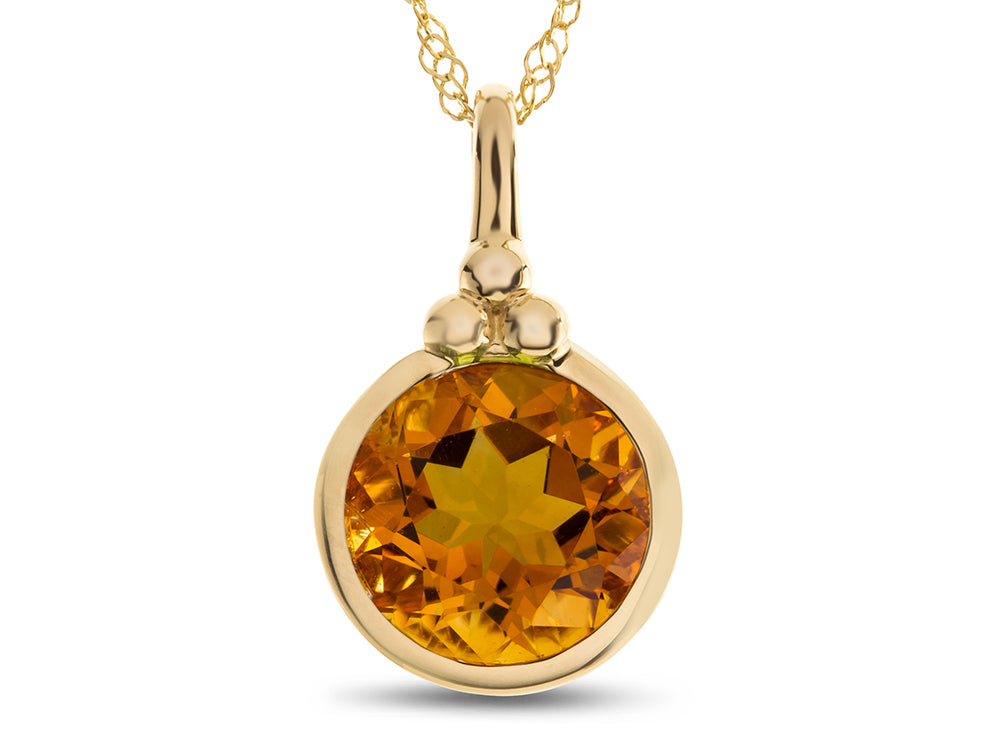 FJC Finejewelers 8mm Round Bezel Set Citrine Pendant Necklace - Chain Included