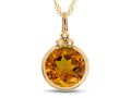 FJC Finejewelers 8mm Round Bezel Set Citrine Pendant Necklace - Chain Included