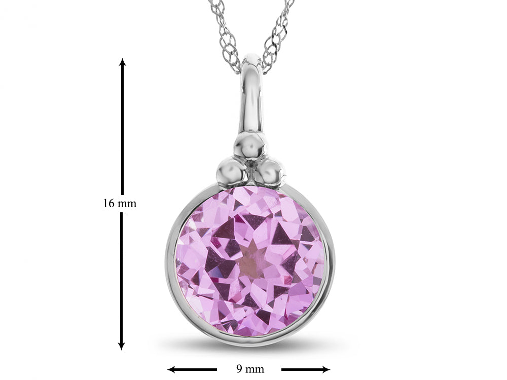 FJC Finejewelers 8mm Round Bezel Set Created Pink Sapphire Pendant Necklace - Chain Included