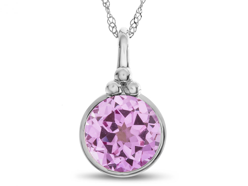 FJC Finejewelers 8mm Round Bezel Set Created Pink Sapphire Pendant Necklace - Chain Included