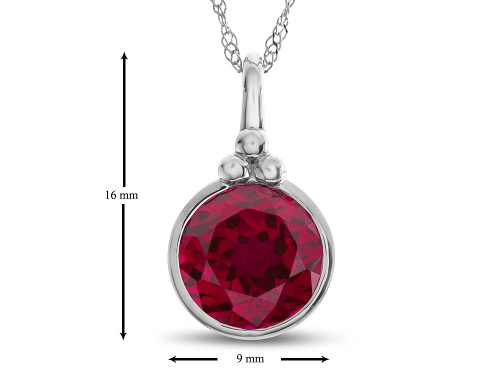 FJC Finejewelers 8mm Round Bezel Set Created Ruby Pendant Necklace - Chain Included