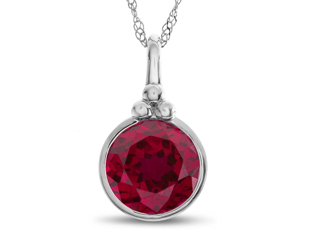 FJC Finejewelers 8mm Round Bezel Set Created Ruby Pendant Necklace - Chain Included