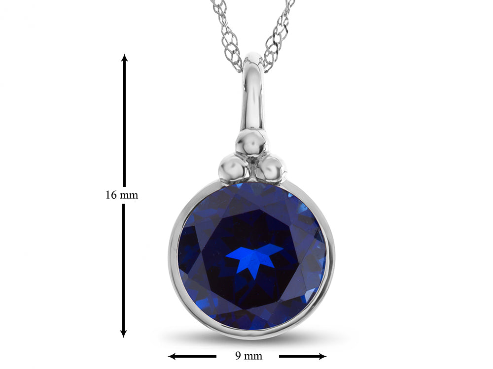 FJC Finejewelers 8mm Round Bezel Set Created Sapphire Pendant Necklace - Chain Included