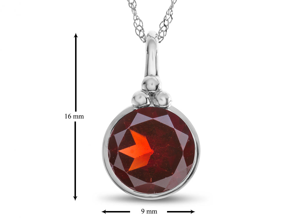 FJC Finejewelers 8mm Round Bezel Set Garnet Pendant Necklace - Chain Included