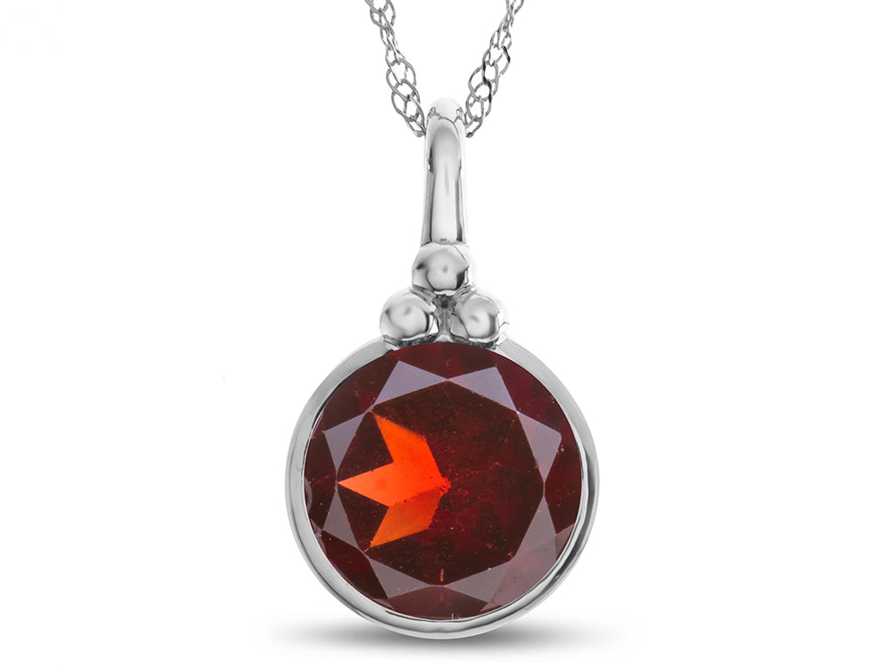 FJC Finejewelers 8mm Round Bezel Set Garnet Pendant Necklace - Chain Included