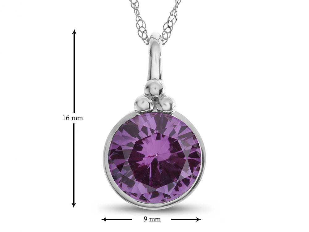 FJC Finejewelers 8mm Round Bezel Set Simulated Alexandrite Pendant Necklace - Chain Included