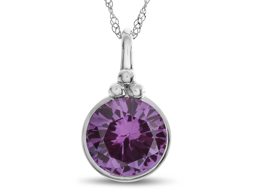 FJC Finejewelers 8mm Round Bezel Set Simulated Alexandrite Pendant Necklace - Chain Included