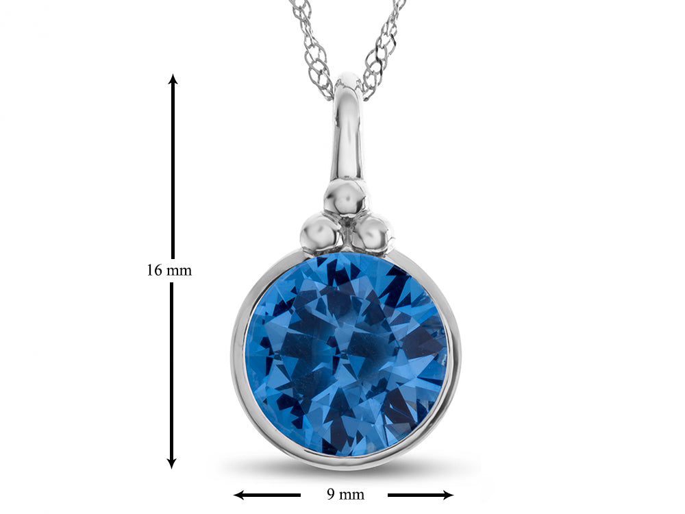 FJC Finejewelers 8mm Round Bezel Set Simulated Aquamarine Pendant Necklace - Chain Included